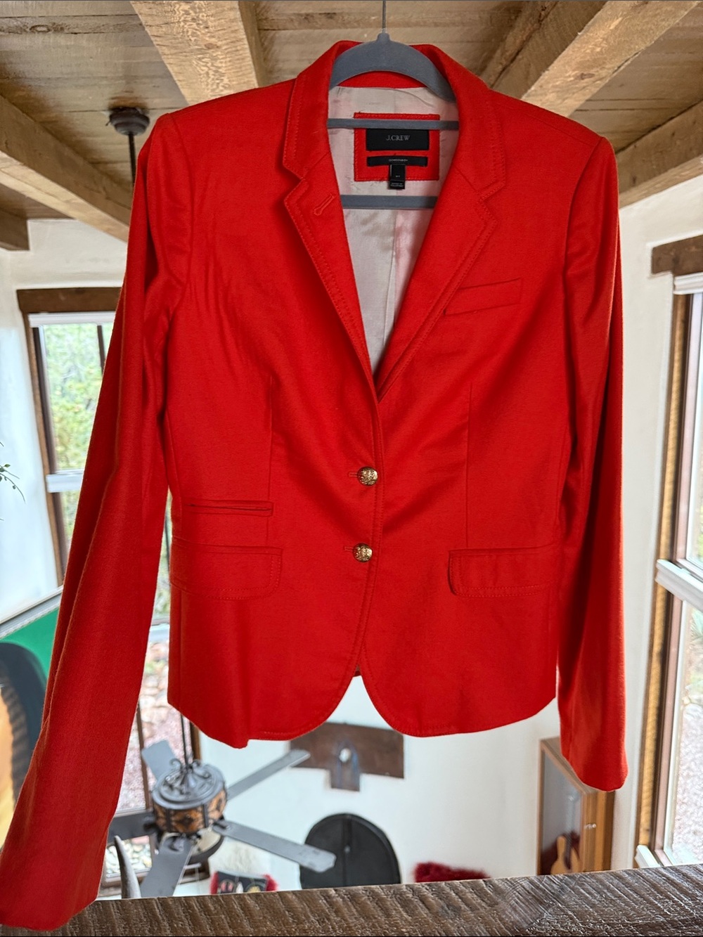 J. Crew Red Tailored Two-Button Blazer